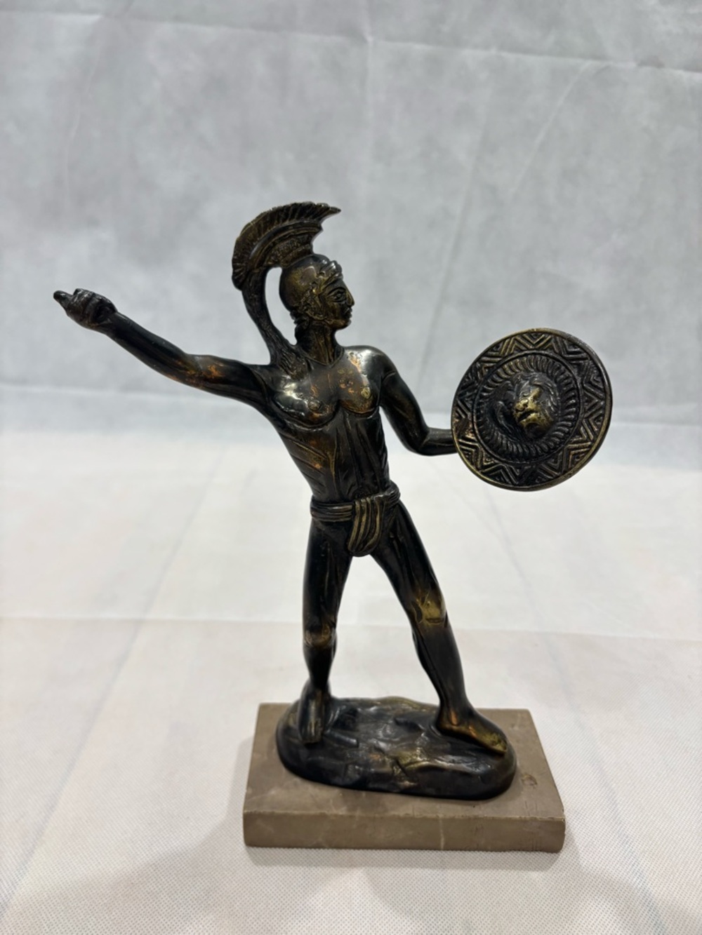 Bronze-Tone Warrior Statue Home Art Sculpture